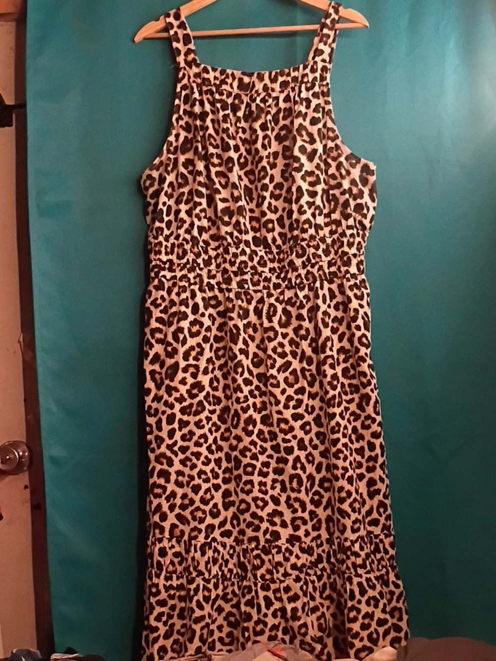 Time and Tru Leopard Print Maxi Dress in Tan and Black